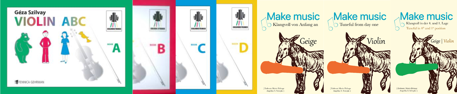 Coverabbildungen vom Clourstrings ABC und der Klangvoll Reihe von Make music